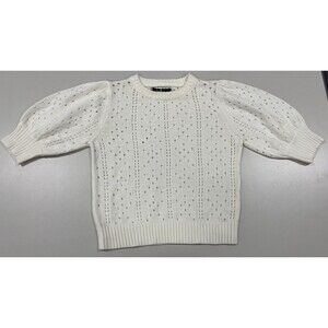 Women's Lulus Ivory Bubble Sleeve Sweater, Small